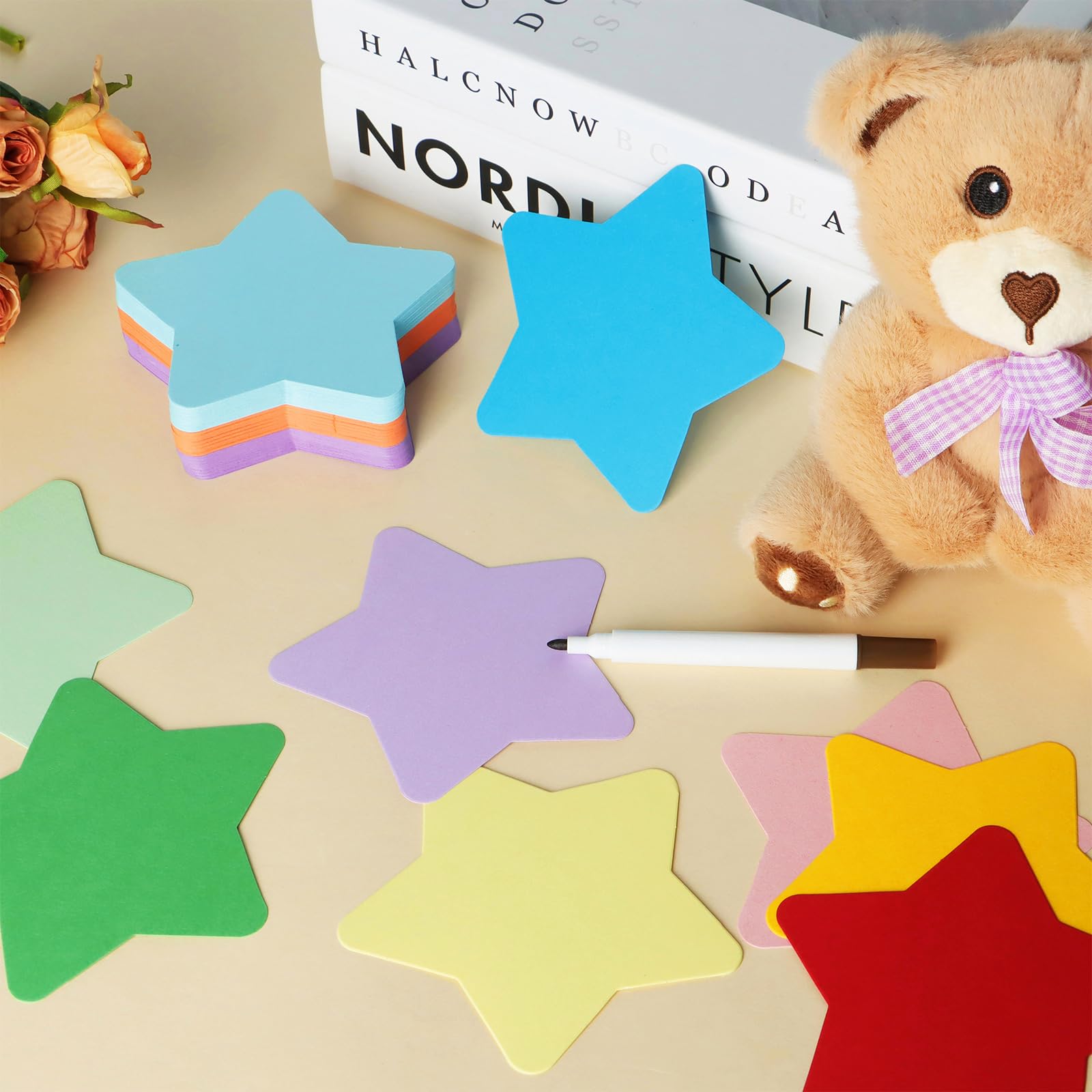 Amazon.co.jp: 星型切り抜き紙 360枚 3.9インチ アソートカラー 星型